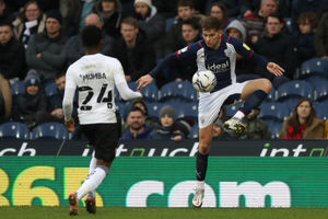 Conor Townsend of West Bromwich Albion and Bali Mumba of Peterborough United(Photo by Adam Fradgley/West Bromwich Albion FC via Getty Images).