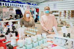 Lowri Roberts of Siop Cwlwm and fragrance specialist Simone Lloyd