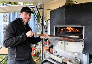 Henry Cadwell cooking up some pizza perfection at Shropshire Oktoberfest.