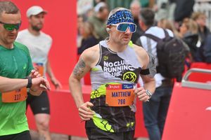 Those glasses will defintiely keep the wind out of his eyes!