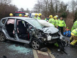 Supporting image for story: Two men cut from car after crash on the A49 near Shrewsbury