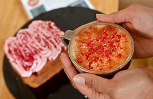 A Chai Latte with raspberry on the top is one of the warming drinks on offer