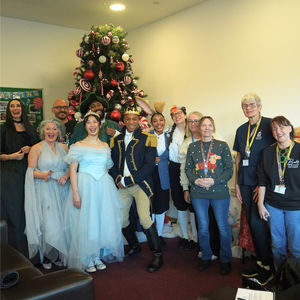 Cinderella cast with staff at Ronald McDonald House Birmingham