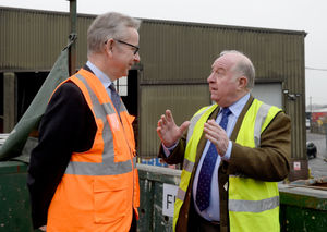 Cabinet member Michael Gove with Mike Bird during a visit to Bloxwich