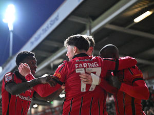 Supporting image for story: Mat Sadler reacts as Walsall storm 12 points clear at the summit with Newport win