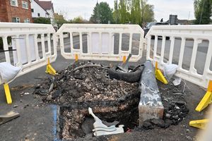 The hole near Amery Club, Coppice Lane, Willenhall, where they was a crash by the small island near by.