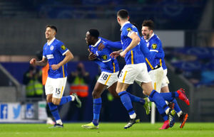 Brighton and Hove Albion's Danny Welbeck (second left) celebrates