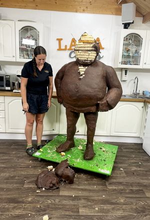 Lara Mason and her life-sized Shrek cake