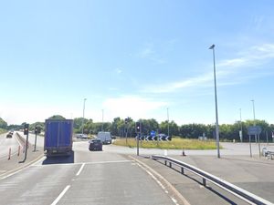 Supporting image for story: Car crashes into lamppost on A5 roundabout near Shrewsbury