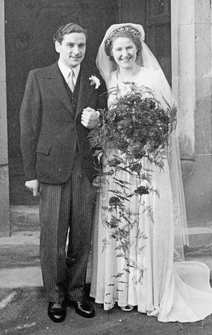 The couple on their wedding day in 1949