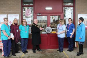 Kat Pearce, Nichola Smith, Angela Charmers, Mayor Cllr Frank James, Jill Frampton, Sam Lester and Mayoress Mrs Sara Peters