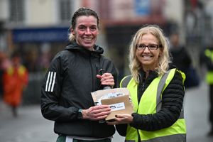 Lindsay McCallum (left) was the women's winner of this year's Bridgnorth 10k, pictured with race director Vicky Morris.