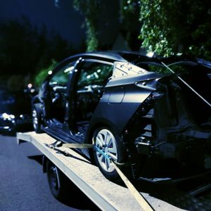 The stripped and stolen car was being hauled through Wolverhampton.