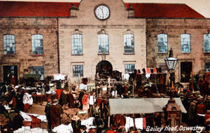 The old Powis Hall in Oswestry – later rebuilt – where Churchill spoke at an eve-of-poll meeting.