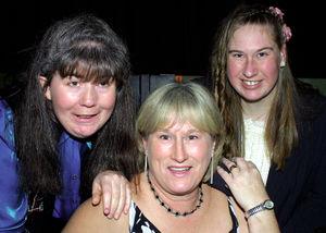 Jenny Leach, Pam Becke and Claire Becke celebrate NYE 2003 at Bridgnorth Leisure Centre