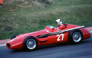 Alan takes a corner in a Maserati 250F at Donington in 1985