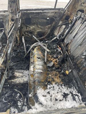 Inside the damaged car