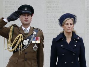 Supporting image for story: Edward and Sophie lay wreaths for Armistice Day at national arboretum