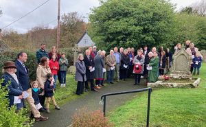 Residents at Gladestry and Huntington's Remembrance service