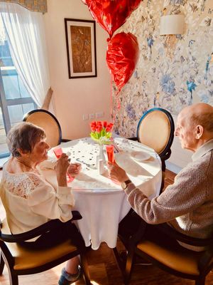 Judith and Keith celebrate Valentine's Day at Broadway Halls care home in Dudley