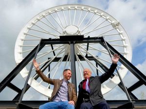Supporting image for story: Historic mining wheel returned for war and pitmen memorial off A34