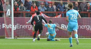 Aden Flint's heroic intervention for Walsall in the first half of their draw at Fleetwood on Saturday.