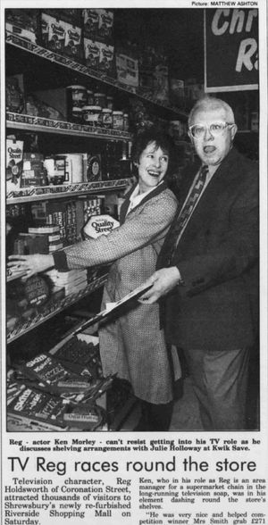 Ken Morley of Coronation Street captured on a visit to Riverside by the Shropshire Star in 1993.