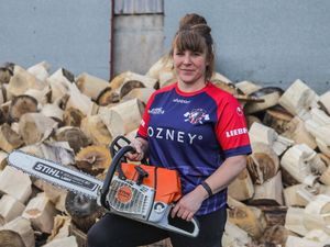 Supporting image for story: 'I'm a lumberJILL': Female wood chopper from the West Midlands smashes speed saw record in timbersports