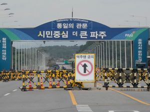 Supporting image for story: South Korea says North Korea has blown up roads near border