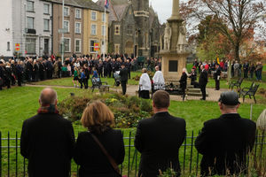The scene at Builth Wells Remembrance Sunday service at the Groe. Pic by Andy Compton