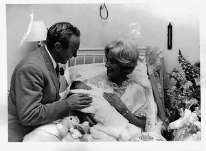 Billy Wright with Joy Beverley and newborn daughter Vicky