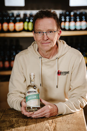 BORDER COPYRIGHT SHROPSHIRE STAR JAMIE RICKETTS 04/10/2021 - SHROPSHIRE MAGAZINE FEATURE - Henstone Distillery based out of Stonehouse Brewery in Oswestry. Pictured is: Co-Founder Chris Toller with the London Dry Gin which won Best London Dry Gin at the San Francisco World Spirits Competition 2021..