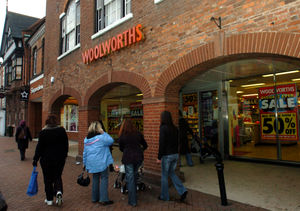Customers queueing outside Woolworths, Bridgnorth, for their closing down sale on December 11, 2008.