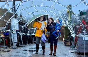 LAST COPYRIGHT SHROPSHIRE STAR STEVE LEATH 10/12/2019..Pic in Bridgnorth at the Severn Valley Railway where they had there Lights and Steam event ( pics taken in torrential rain). Pic of Mytyl Tromans, Nina Tromans and Oliver Banks 3 from Stourbridge..