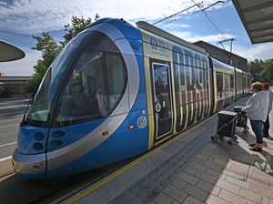 A West Midlands Metro tram 