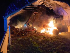 Supporting image for story: Barn engulfed in massive fire in village near Market Drayton