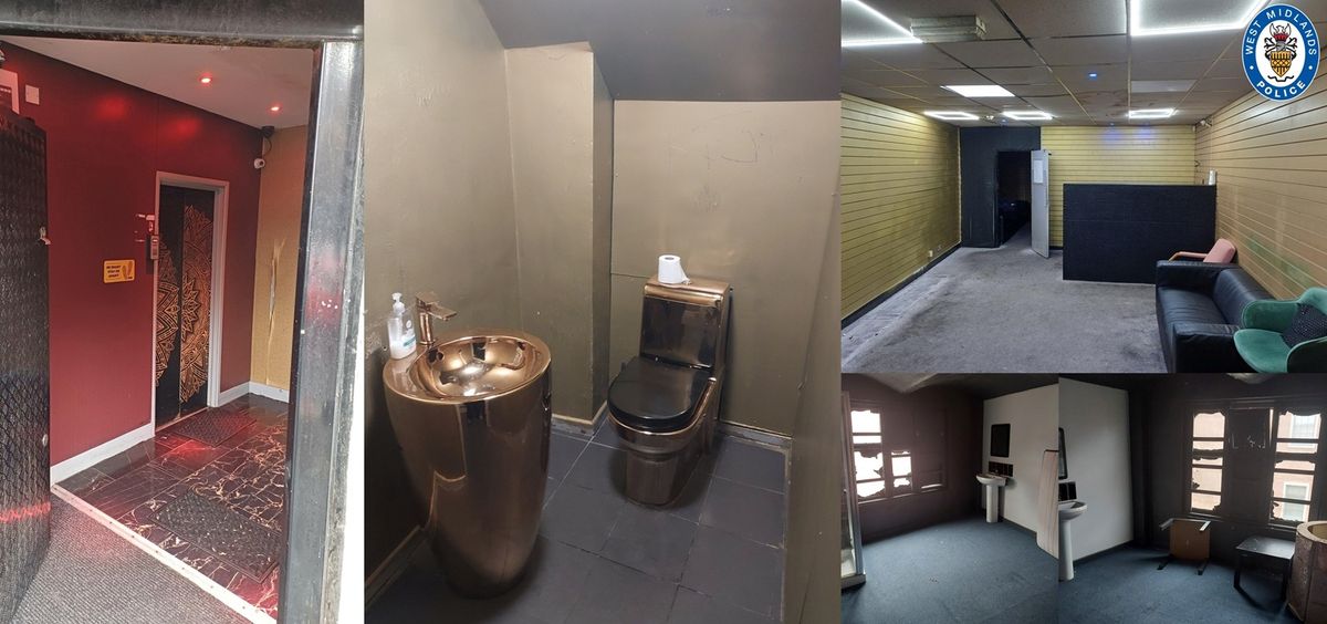 Suspected West Midlands brothel with 12 bedrooms and golden toilet shut down by police
