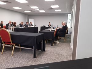 Planning inspector Lora Hughes leads proceedings at the planning hearing. Picture: LDRS