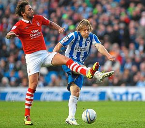 In action for Nottingham Forest.