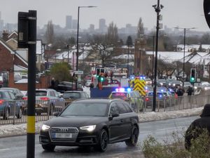 Police vehicles and an ambulance in Birmingham Road, Great Barr