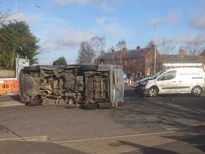 Supporting image for story: Driver injured as van overturns at busy Walsall junction with temporary roundabout