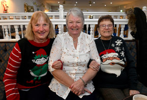 Tess Warhurst, Jackie Cassell and Sebra Baker enjoy a laugh and a drink 