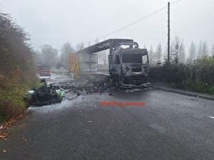The scene of the lorry fire. Photo: Leominster Fire Station.