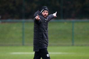 Carlos Corberan during training (Photo by Adam Fradgley/West Bromwich Albion FC via Getty Images).