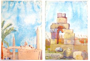 Watercolours completed by Baschurch born Lieutenant William Haynes whilst serving in the Middle East, early 1920s.