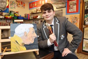 Artistic James won an award for his canvas 'Nosey Man' earlier this year.