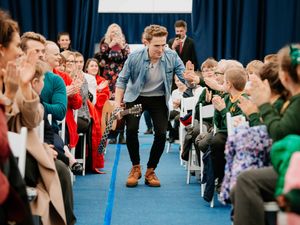 Supporting image for story: Pop star Tom McFlies into Oswestry School - with pictures