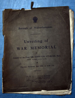 The original programme for the unveiling
