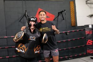 Foundation ambassador Mark Rhodes pictured with top boxer Ben Whittaker as part of the filming for the strategy launch video.