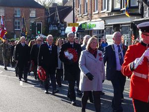 The Remembrance Sunday parade in Newport. Photo: Dave Gittus.